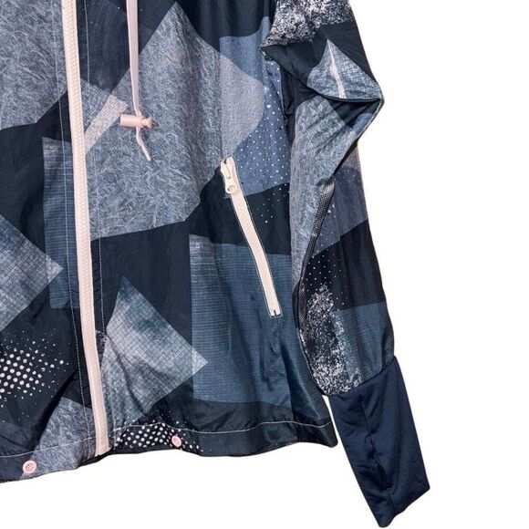 ZYIA Activewear Geometric Radical Bomber Full Zip Hooded Windbreaker Jacket, M - Picture 10 of 12